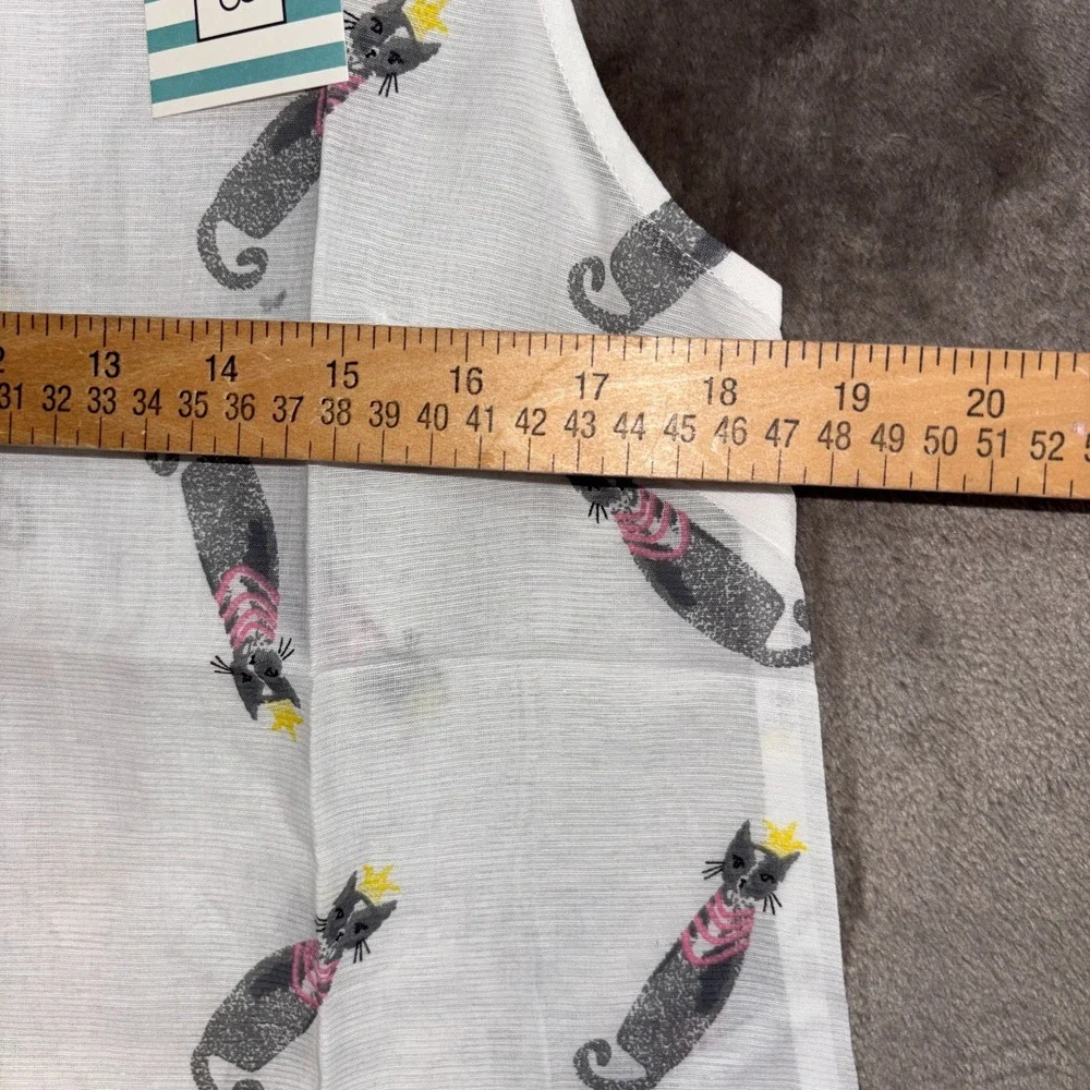 Tulip B Tank Top Womens‎ Medium White Cat Queen Princess Print Cotton Button Up